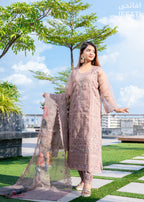Vintage Mocha Embroidered 3-Piece Suit – IFFATI Heritage Collection 2025 | Luxury Pakistani Formal Wear