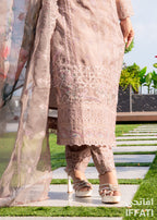 Vintage Mocha Embroidered 3-Piece Suit – IFFATI Heritage Collection 2025 | Luxury Pakistani Formal Wear