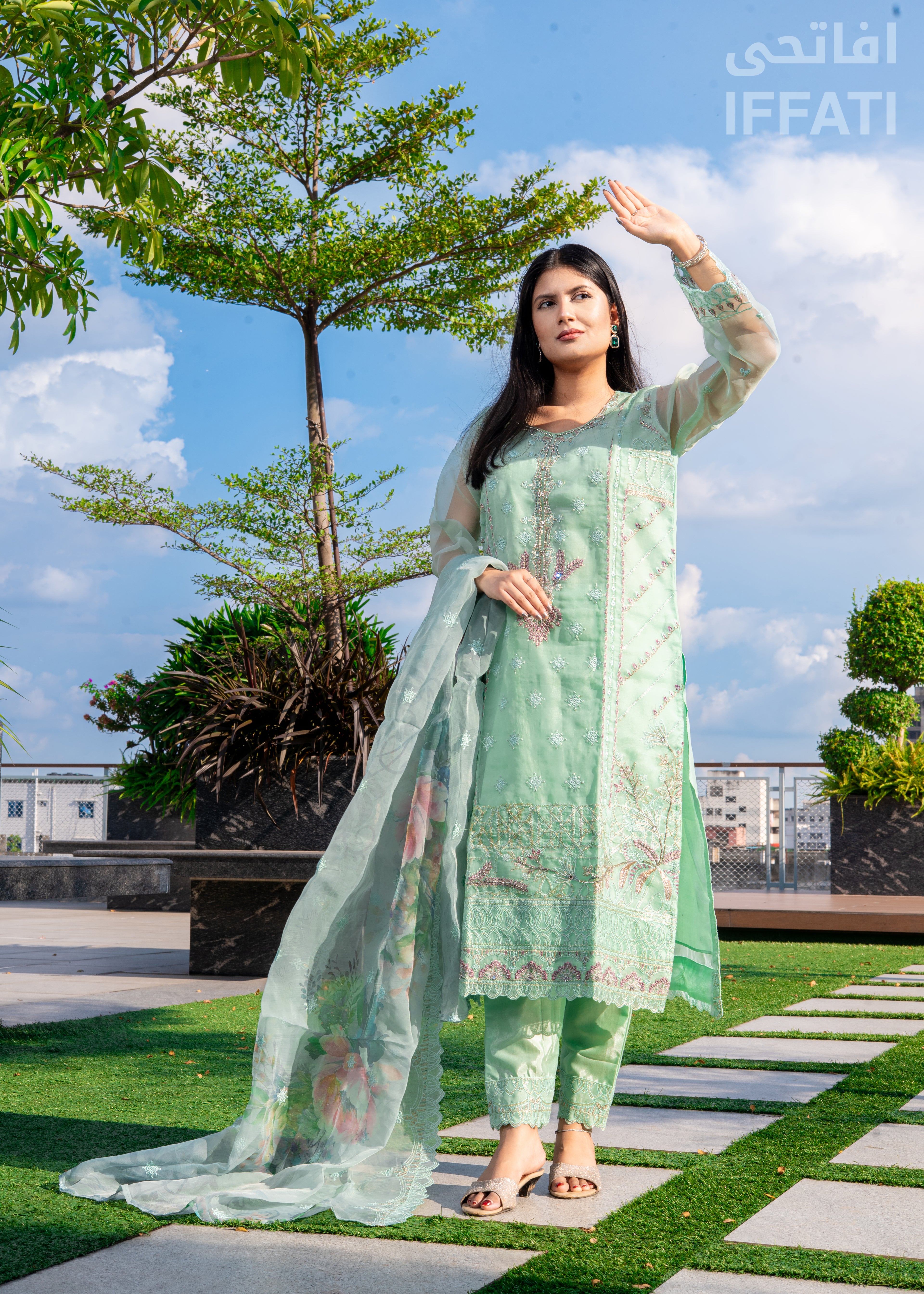Pastel Whisper Unstitched Embroidered 3-Piece Suit – IFFATI Heritage Collection 2025 | Luxury Pakistani Festive Wear