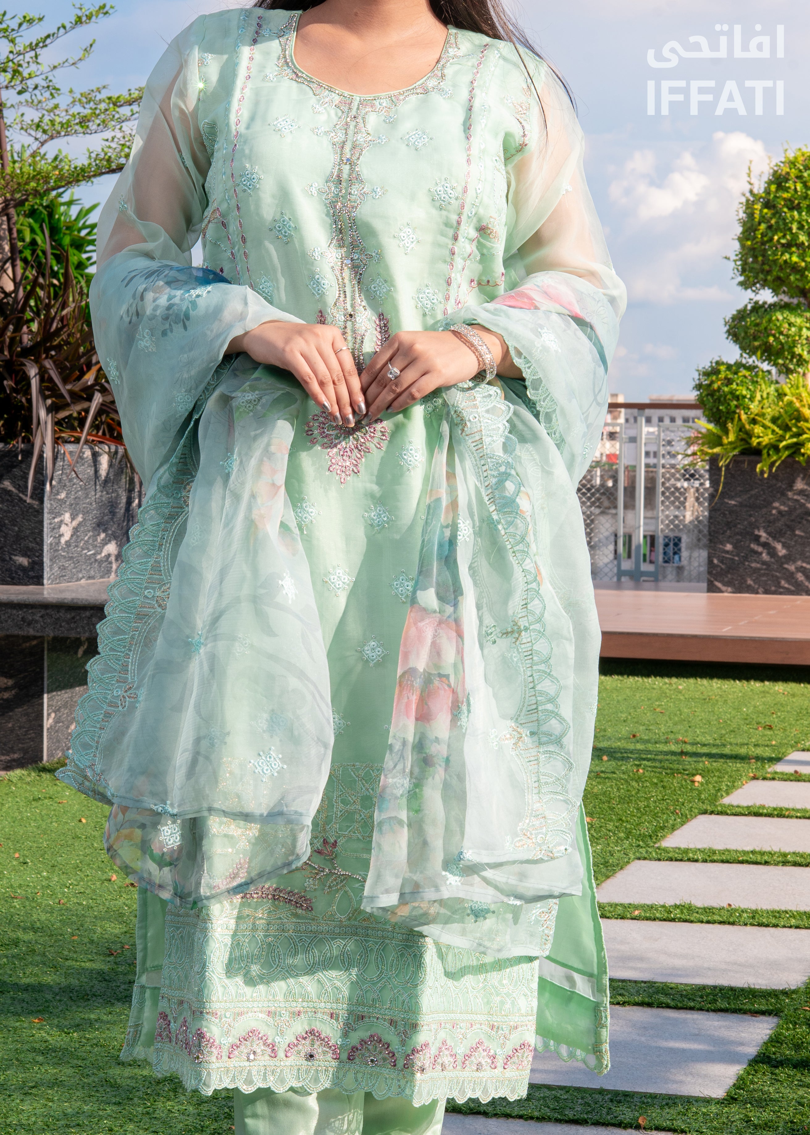 Pastel Whisper Unstitched Embroidered 3-Piece Suit – IFFATI Heritage Collection 2025 | Luxury Pakistani Festive Wear