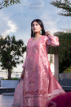 Blush Petals – Elegant Pink Embroidered Dress | IFFATI | Heritage Collection