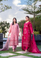 Blush Petals – Elegant Pink Embroidered Dress | IFFATI | Heritage Collection