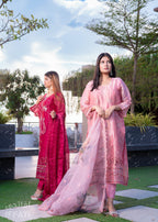 Blush Petals – Elegant Pink Embroidered Dress | IFFATI | Heritage Collection