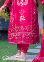 IFFATI Royal Crimson – Luxury Unstitched Embroidered 3-Piece Suit for Women | Heritage Collection 2025 | Festive & Wedding Wear