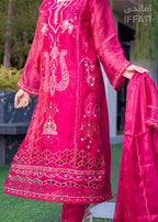 IFFATI Royal Crimson – Luxury Unstitched Embroidered 3-Piece Suit for Women | Heritage Collection 2025 | Festive & Wedding Wear