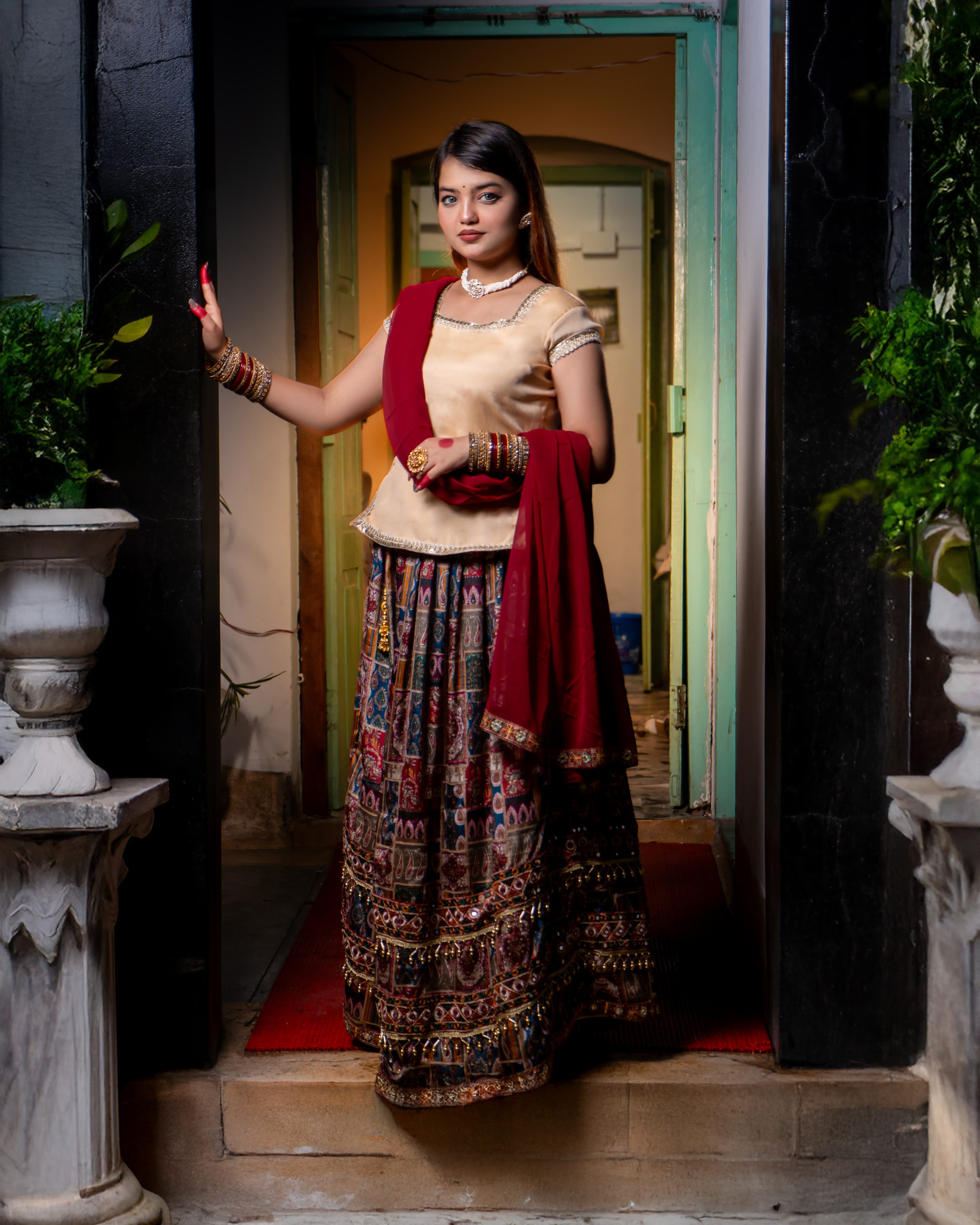 Rajsi Raat – Ashtami Elegance in Maroon Lehenga Set | Iffati Puja Collection 2025