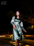 Moonlit Meadow – Sophisticated Satin Dress in Emerald Green for Night Events