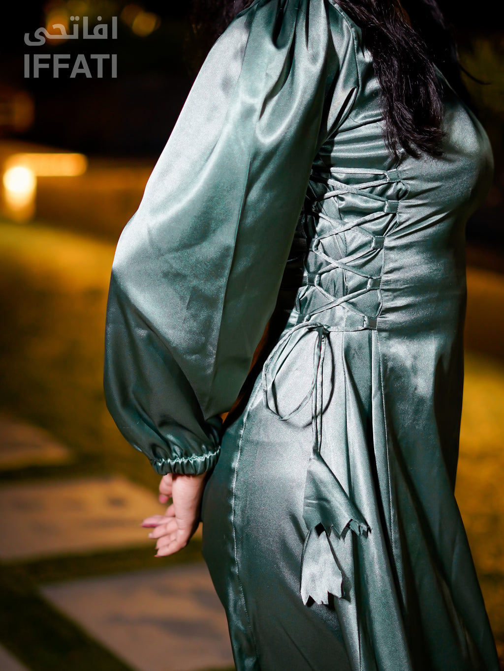 Moonlit Meadow – Sophisticated Satin Dress in Emerald Green for Night Events
